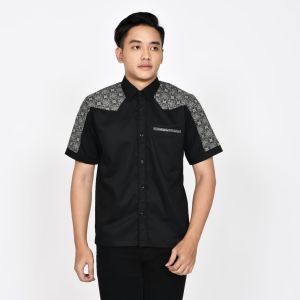 Kemeja Kombinasi Batik Pria Tangan Pendek