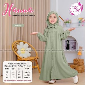 Gamis Anak Crinkle Polos / Khanza Hanna Gamis Anak (Free Jilbab) Untuk Kisaran Usia 3-10 tahun