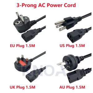 NEW Durable 3-Prong C13 1.5m EU US AU UK 4Standards AC Power Supply Adapter Cord Cable Lead Charging Line Wires