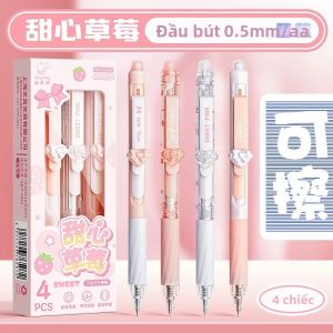 hopk | 4/12 Chiếc Màu Hồng Sang Trọng Có Thể Xóa Được Bút Gel 0.5 Mm Điểm Tinh Xảo Viết Êm Bút Có Thể Thu Vào Cho Văn Phòng Và Đồ Dùng Học Tập Mực Đen/Xanh Dương