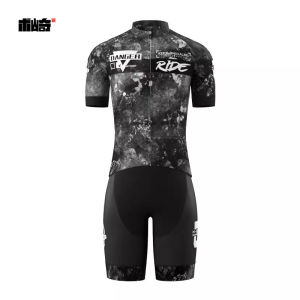 Yuqi Saykeep Black Team Suit Mens and Womens Same Summer Short-Sleeved Cycling Outfit Half Length Bicycle Suspenders