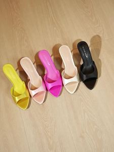 Giày Sandal Cao Gót Nữ Thời Trang Mùa Hè Kiểu Mules Hở Gót Chất Liệu PU Giày Dự Tiệc Ngoài Trời Quà Tặng Cho Các Cô Gái