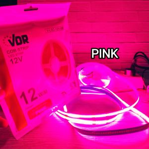 VDR LED STRIP COB WARNA CAHAYA PINK / MERAH MUDA DC 12V 320LED / METER IP33 5M 1Roll 5 METER BAGUS KUALITAS TERBAIK