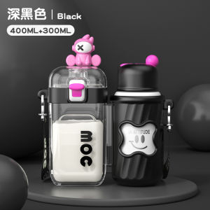 Childrens Double-Walled Insulated Stainless Steel Water Bottle with Straw Anti-Fall School Specialty Drink Cup Boys Girls