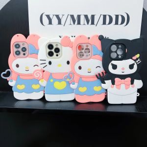 Sanrio | Cartoon 3D Hello Kitty Kuromi Melody Phone Case For iPhone 17 16 15 14 13 12 11 Pro Max Plus 16e 6 7 8 Plus Silicone Back Cover