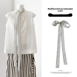 WEIAI | New Long Silk Scarf Belt For Jeans Dresses Thin Summer Hairband Bag Bowknot Polyester Fiber Floral Print Multifunctional Womens Accessory