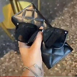 DOYM New Square Large Frame Sunglasses for Women Original Anti-ultraviolet Fashion Plastic Metal Driving Frame Aesthetic Shades for Women Sun Protection