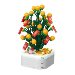 Orange tree building blocks potted plant decorations Christmas holiday gifts puzzle toys gifts for friends