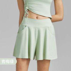 กางเกงกระโปรงเทนนิสยืดทรงหลวม2ชั้นสำหรับผู้หญิงมีกระเป๋ากางเกงขาสั้นสำหรับวิ่งโยคะใหม่2025
