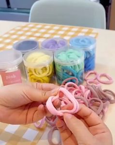 50 PCS Korean Style High Elastic Rubber Ponytail Tie Hair Rope Colorful Hair Ties for Girls Hair Accessory Polychrome