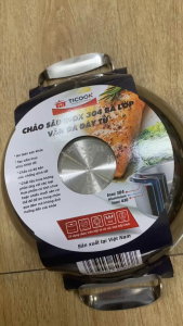Chảo Sâu VÂN ĐÁ 304 Ba Lớp Đáy Từ Ticook - Chảo 2 quai sâu 3 lớp 304 VÂN ĐÁ toàn thân Cao Cấp 20cm