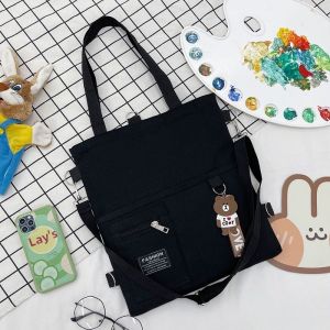 Niche Canvas Tote Bag Crossbody Single Shoulder Bag for Tutoring Classes Student Handbag Versatile Popular Sewing Line