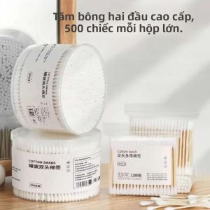 Que Tăm Bông Hai Đầu Bằng Gỗ Không Gây Dị Ứng Không Chứa Clo Dụng Cụ Trang Điểm Que Vệ Sinh Tai - Bộ 2000/1000/500 Chiếc