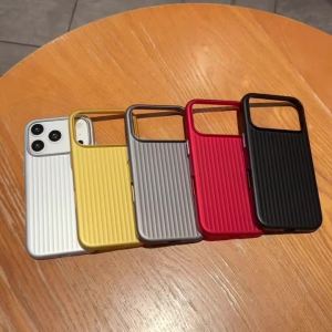 Luxury Luggage Striped Textured Metallic Paint Case for IPhone 17 Air 16 15 14 Plus 13 12 11 Pro Max Shockproof Matte Hard Cover
