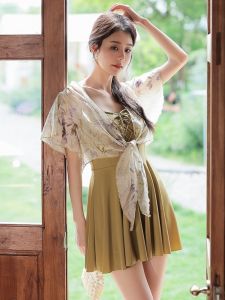 Large Size One-Piece Swimsuit Dress Conservative Cover-Up for Holiday Hot Springs Womens Yoga Fitness Sports Wear