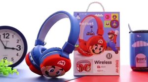 Headphone 3D Dj Bando Super Mario Bros Wireless Bluetooth AH-806Q Stereo Xtra Bass Headset Handsfree Earphone Musik Gaming Lucu Keren Extra Bass Karakter Kartun Motif