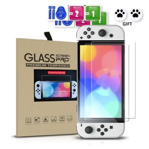 DATA FROG 2PCS Tempered Glass Screen Protector Compatible Switch OLED 9H HD Clear Glass Film for Switch OLED