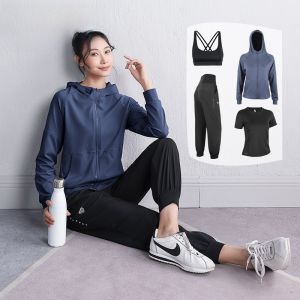 ชุดโยคะสำหรับผู้หญิง Bosoar แห้งเร็ว แฟชั่นฟิตเนส ทรงหลวม แขนสั้น ชุดโยคะฤดูร้อน วิ่งตอนเช้า ชุดออกกำลังกาย ชุดโยคะ