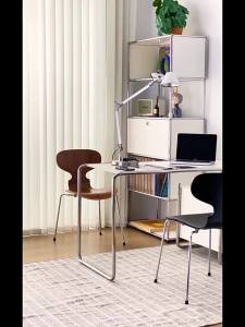 Stainless Steel Desk Simple Modern with Drawer Home Bauhaus Desk Single Computer Desk