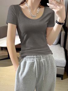 DVDK | V-Neck Exposed Collarbones T-Shirt 2026 Summer New