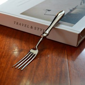 Elandar French Court Style Roman Column 1810 Stainless Steel Dessert Fork Spoon High End Sweet Course Shell Pattern Cutlery