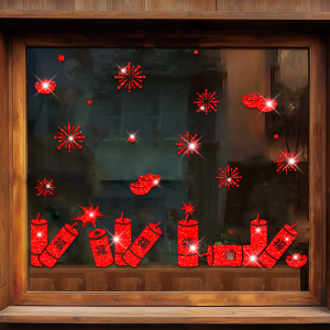 New Years Window Decorations 2026 Horse Year Chinese New Years Crackling Decorations Glass Door Stickers Good Luck Arrangement