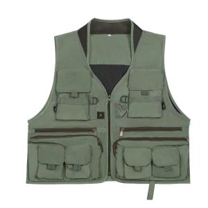 Outdoor Tactical Running Vest Multi-Pocket Workwear Utility Jacket Mens Womens Fishing Low-Cost Airlines Gear V-Neck Zipper