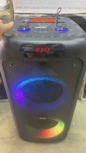 BRODU BTS-2463 bluetooth speaker ikaraoke BOX Dual 8 inches with guitar input and LED light with wireless mic free usb