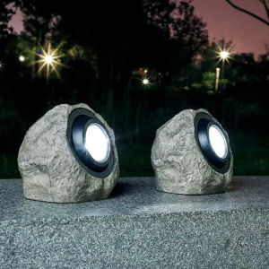 Solar powered lawn LED lamp outdoor landscape spotlight for garden IP65 waterproof simulation stone LED lamp courtyard path fence park lighting decoration