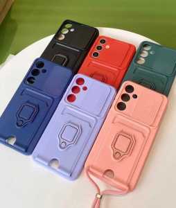 Trượt camera túi khe cắm thẻ TPU vỏ điện thoại cho Xiaomi Redmi Note 13 12 11 11S 10 10S cao cấp chống sốc áo giáp bìa sau