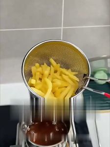 MI-C1233 Panci Deep Fryer 2IN1 Stainless Steel Panci Set Saringan Minyak Praktis Rebus Multifungsi