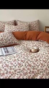 SPRINGO Premium Soybean Fabric Floral Comforter Set Fitted Bedsheet 2400 Thread Count Comfortable 5in1 Queen King BBT