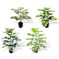 Turtle Leaf Hyphosis Big Artificial Plants White Green Leaves Bonsai Simulated Plant Potted For Room Decor Home Garden Desk Orna. 