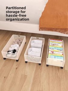 Roller Underbed Storage Box Drawer Style Small Cart Dormitory Clothes Toy Storage Cabinet with Wheels Simple Design Metal Material