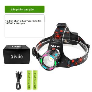 Đèn Pha LED Siêu Sáng 65000000LM Pin 18650 Có Thể Sạc Lại Với Đèn Huỳnh Quang 360 ° Góc Chiếu Sáng Chống Nước Cho Cắm Trại Ngoài Trời