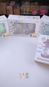 KANDILA BABY STAINLESS FEEDING SETKDL 033-2 / PERLENGKAPAN MAKAN ANAK / PERLENGKAPAN MAKAN ANAK BAHAN STAINLESS / MANGKUK MAKAN 1 SET