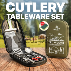 Portable Camping Cooking Utensil Set 9-Piece Outdoor Kitchen Kit with Carrying Case for Camping Hiking BBQ Travel