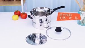 Connox 3in1 Multifunctional Stainless Steel Cooking Pot for Steaming and Frying with Filter and Non-stick Pan