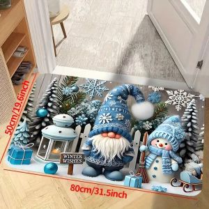 Thảm Chùi Chân Giáng Sinh VIKAMA Chào Mừng Họa Tiết Quả Cầu Hình Tuần Lộc Ông Già Noel Dễ Thương Thảm Trải Sàn Bằng Vải Polyester Chống Trượt Để Trang Trí Hiên Nhà
