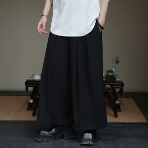 Black Casual Wide Leg Pants Mens Loose Fit Summer Trousers Trendy Brand Fashionable Straight Cut Leisure Trousers