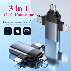 [Ready Stock]3-In-1 OTG Converter Adapters Multi-function Card Reader For Android/Type-C/USB