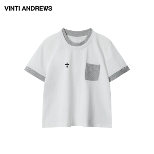 Color Block Loose Shoulders Short Sleeve T-shirt