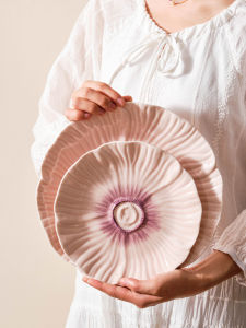 Aesthetic French Underglaze Purple Ceramic Plate