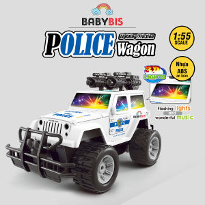 Xe cảnh sát có âm thanh và đèn có sẵn p.in đồ chơi cho bé bánh chạy đà - Babybis