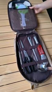 Bộ Dụng Cụ Nấu Ăn Dã Ngoại Cắm Trại Có Túi Đựng - Bộ 8 Món Thìa Muôi Thớt Kéo Dã Ngoại Dùng Khi Đi Du Lịch Camping - DCP5