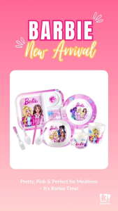 Kidztime x Barbie New Bamboo Melamine Dinnerware Set Tableware -  Plate / Bowl / Cutlery / Cup