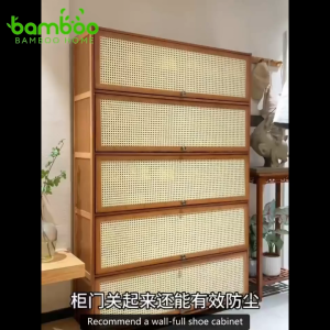 Bamboo Shoe Cabinet Rak Kasut Bertutup 3-11 Layers Dustproof And Breathable Shoe Organizer Shoe Rack Cabinet 鞋柜