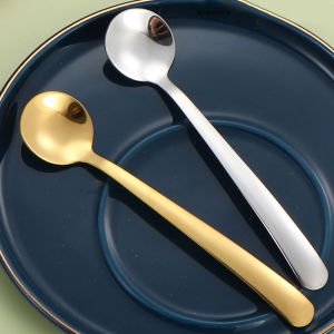 Gold/Silver Coffee Spoon Stainless Steel Stiring Teaspoons Ice Cream Cake Dessert Spoon Set Sliver Tableware Party Cutlery