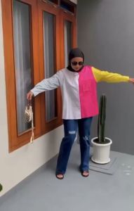 KEMEJA NAGITA LUNA MAYA WANITA OVERSIZE KOMBINASI KUNING PUTIH 791