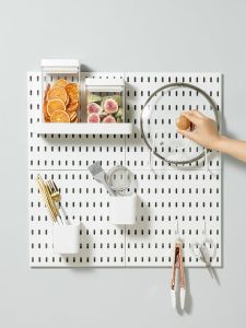 Kitchen Wall Mounted Hole Board Paper Towel Rack Storage Organizer Shelf Suitable for Home Hook Accessories Study Room Wall Hanging Shelf